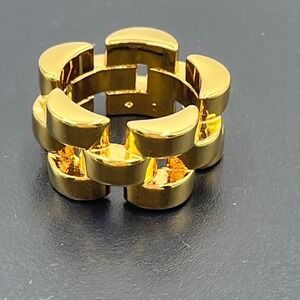 Kate Spade Rolly Sliced Scallops Gold Plated Heavy Chain Link Ring Sz 7